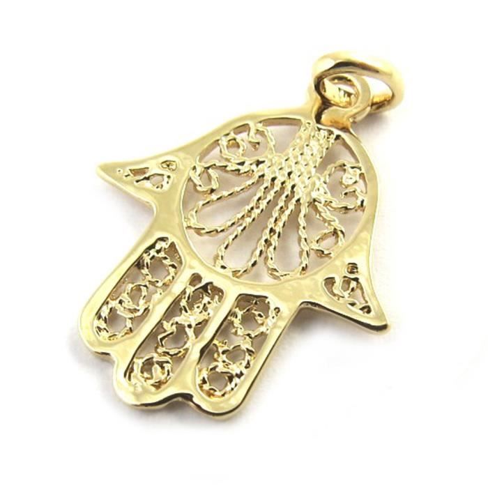 Pendentif Main De Fatima (Hamsa) En Plaqué Or - Marque OxcmoBijoux - Neuf Avec étiquettes