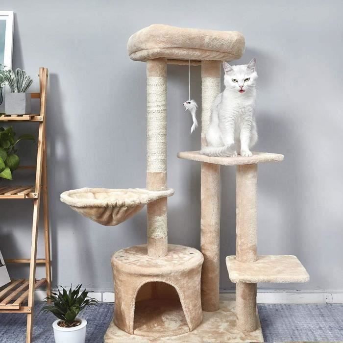 Arbre A Chat Palais De Chat Cadre D Escalade De Chat Planche A Gratter Avec Berceau Tour A Chats 106cm Beige Meerveil Cdiscount Animalerie