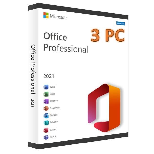 Microsoft Office 2021 Professionnel Plus (Professional Plus) 3 PC - Clé licence à télécharger - Rapide Mail & Messagerie Cdiscount