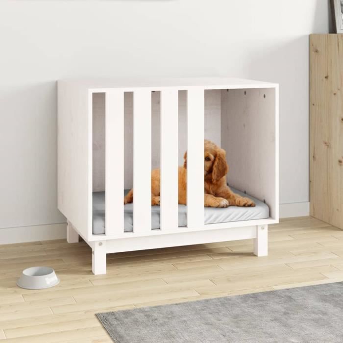 Comparer les prix de Niche pour chien - Mothinessto - LY2372 - Bois de pin massif - 70x50x62 cm - Blanc