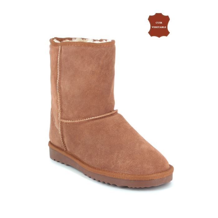 Bottes fourrées en cuir nubuck Camel , Achat / Vente