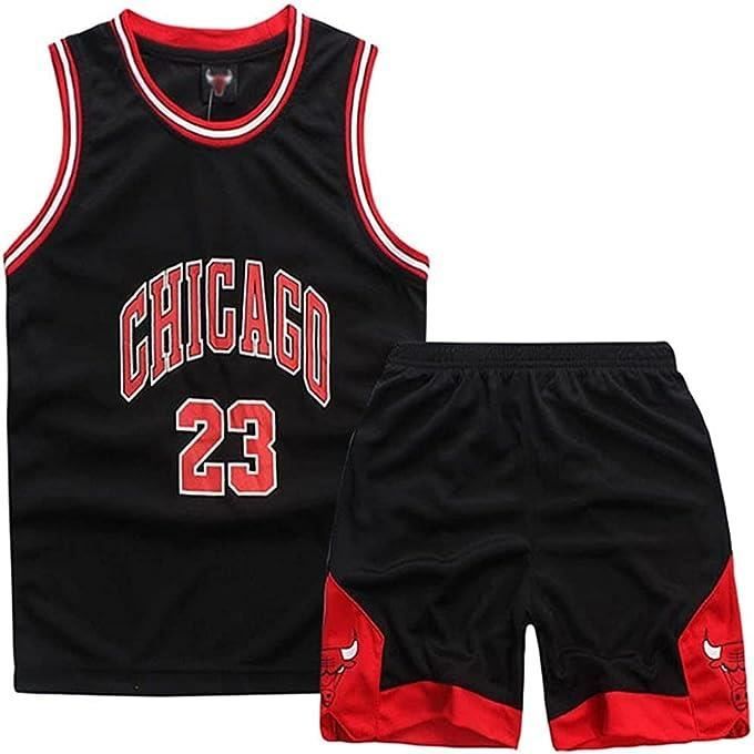 Tenue Basket Enfant,2 Pièces Ensemble Basket Enfant,Pop Maillot Basket  Enfant,Maillot de Basket Enfant - Avec numéro 23 - Rouge