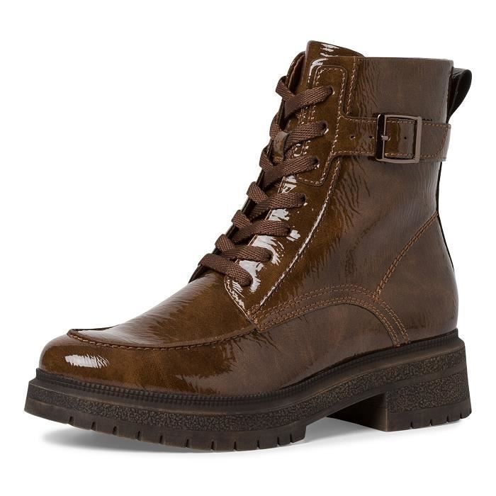 Bottes lacets en cuir marron pour femme Tamaris 25261 41 Marron Cdiscount Chaussures