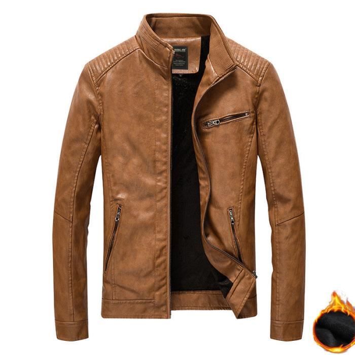 Veste En Cuir Bomber Homme HANDYMAN CLUB OF AMERICA - Taille L Marron Occasion