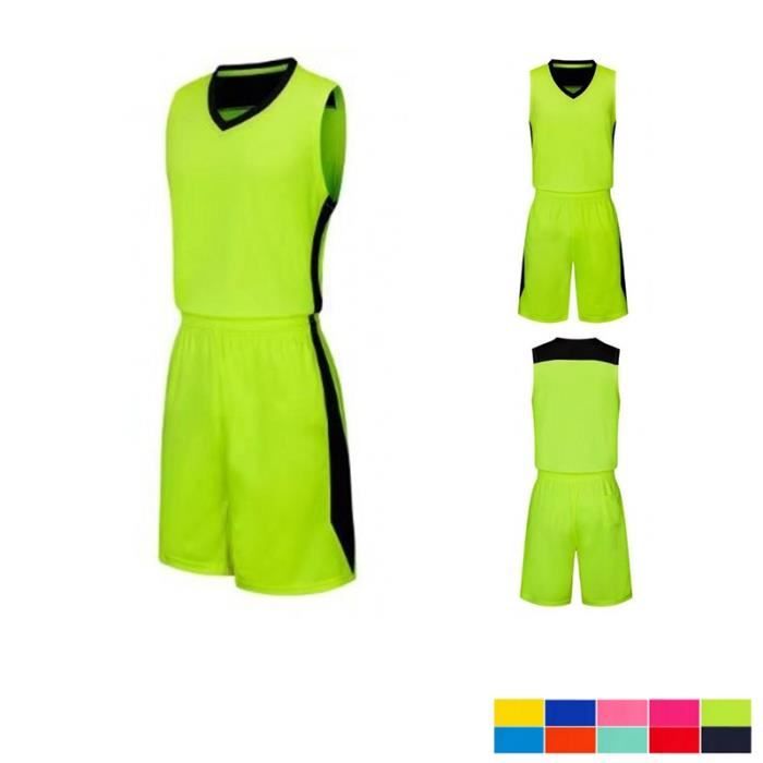 Ensemble Vetements de Basket ball Sports Adult Homme et Enfant Maillot T Shirt Sans Manches Shorts 16 Couleurs Vert fluo Cdiscount Sport