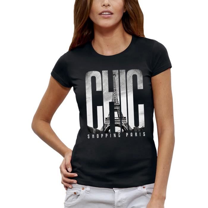 T-shirt CHIC PARIS PIXEL EVOLUTION Femme Noir Cdiscount Prêt