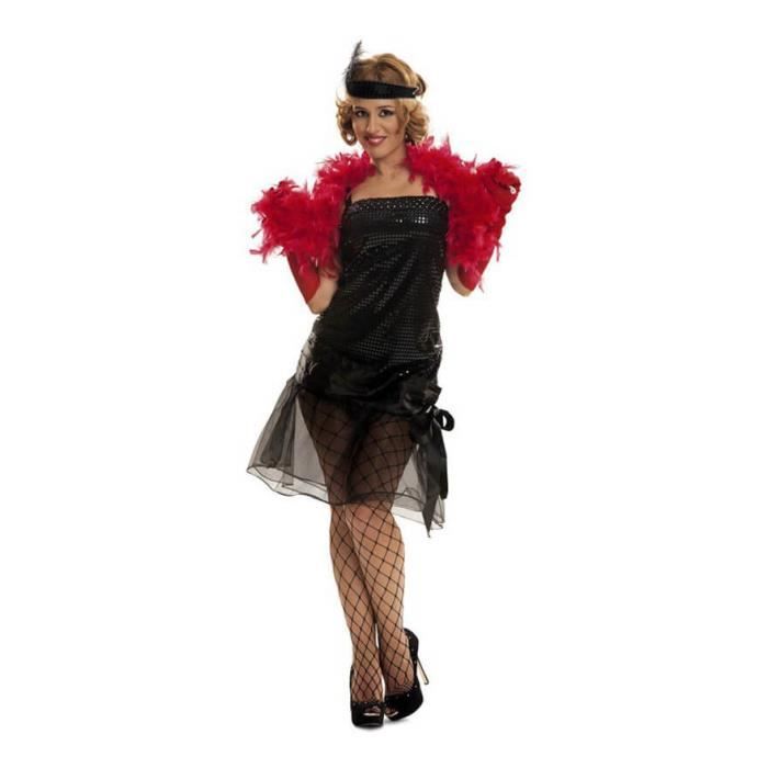 Déguisement robe de cabaret femme noir et rose