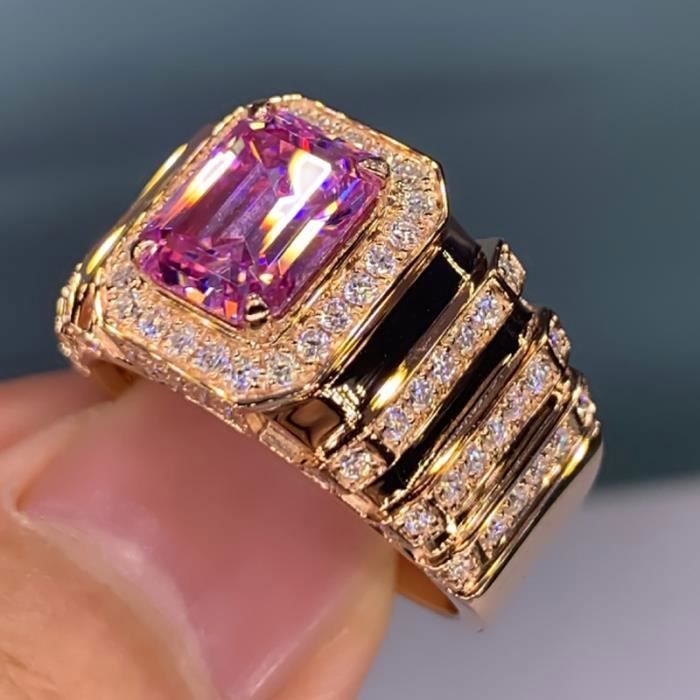 Bague doré en pierre de cristal rose - Mallory