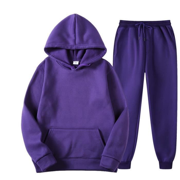 Ensemble de survetement homme Pantalon jogging et pull a capuche violet Multisport Violet Cdiscount Sport