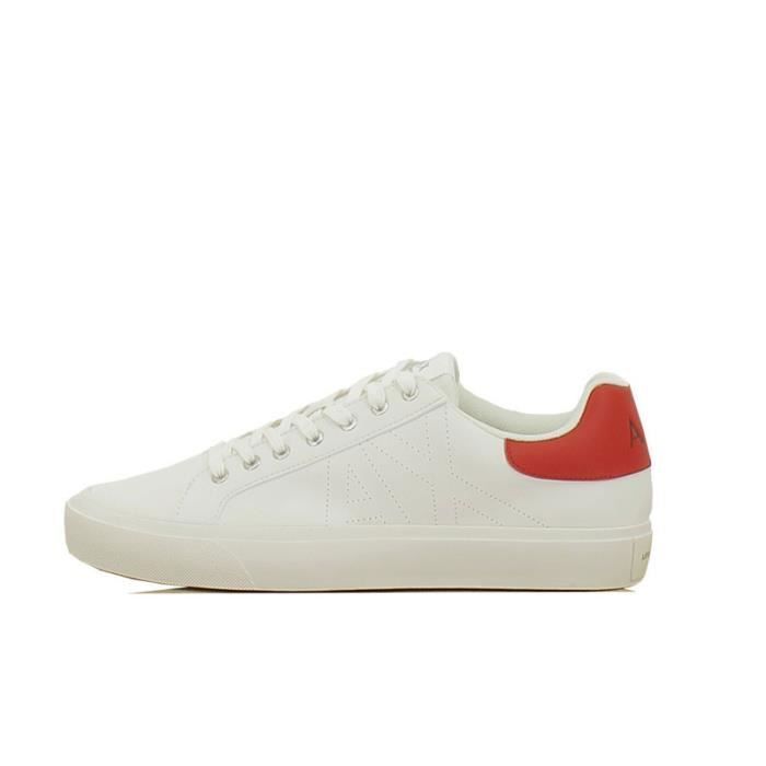 Armani Exchange Basket Armani Exchange PLASTIC SNEAKER - Réf. XUX166-XV563-K617 - Blanc Rouge - Polyester - Lacets
