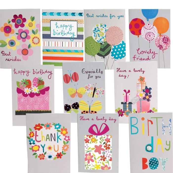 Joyeux Anniversaire Cartes De Vœux 10 Motifs Differents De Cartoon
