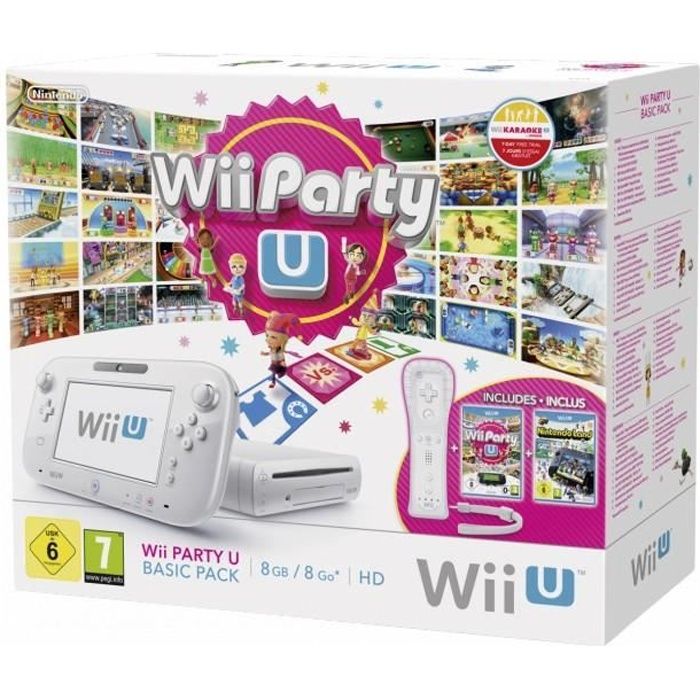 Console de jeux Nintendo Wii U Party Basic Pack blanc - Pack de base pour les fêtes avec 2 jeux inclus