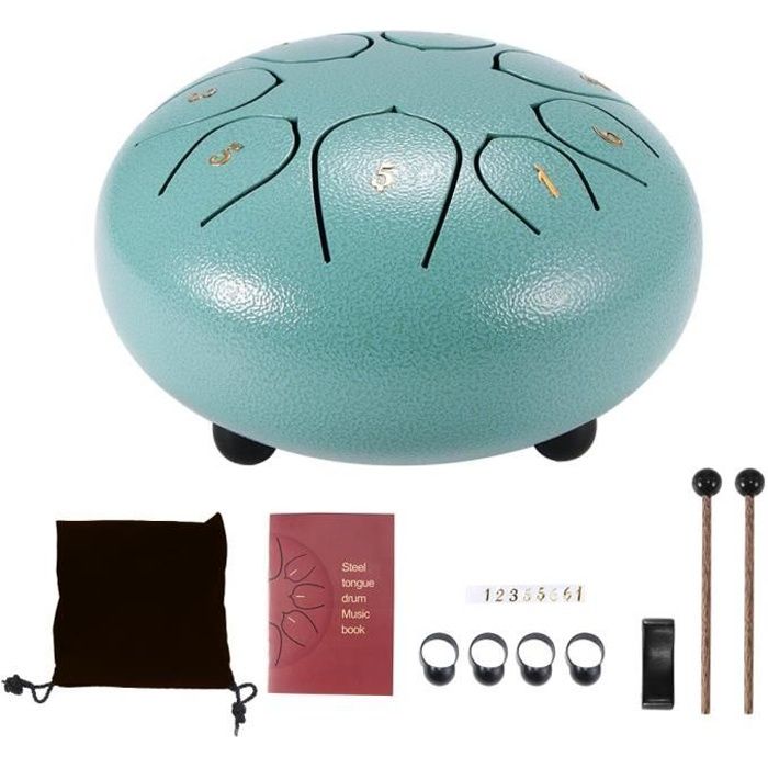 Tambour /à Tambour en Acier FastUU Tambour /à Langue Portable Black Mini 5 Pouces Durable /à la Main avec Sac en Tissu pour Enfants