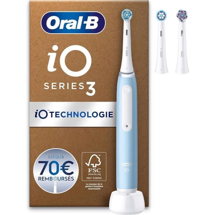 Io 3N Brosse À Dents Électrique, Bleu,Brossette Ronde, MicroVibrations Douces, 3 Modes De