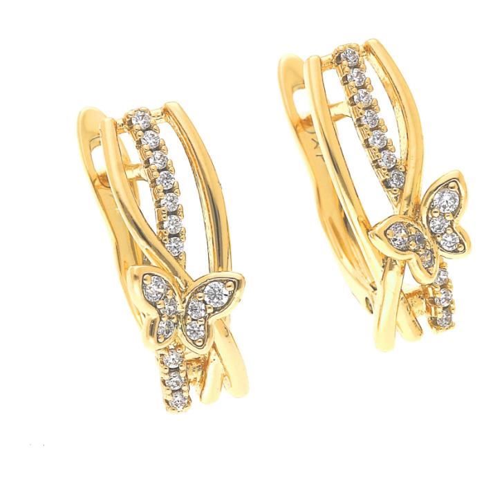 Boucles dOreille Contour Cristal Autrichien Blanc Argent 925