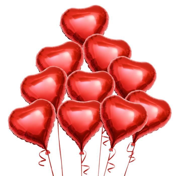 Pixnor 10pcs Ballon De Coeur Rouge D Helium Avec Des Cordes Pour