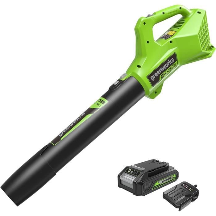 Souffleur De Feuilles Sans Fil LawnMaster 24V CLBL2406 - Batterie 2.0Ah, 190 Km/h, 1.5 Kg, Tube Amovible