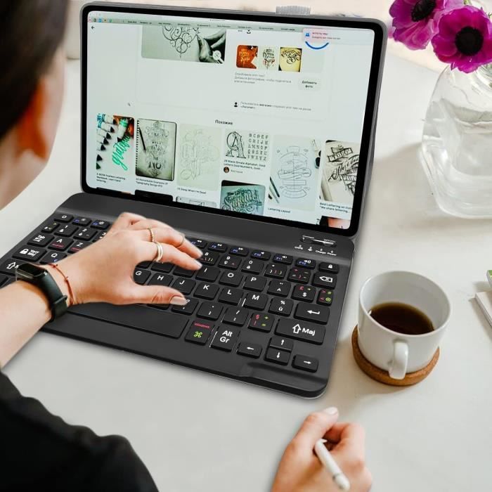 Étui Slim + Clavier Noir Pour Lenovo Tab P11 / P11 Plus (2021, TB-J606F)