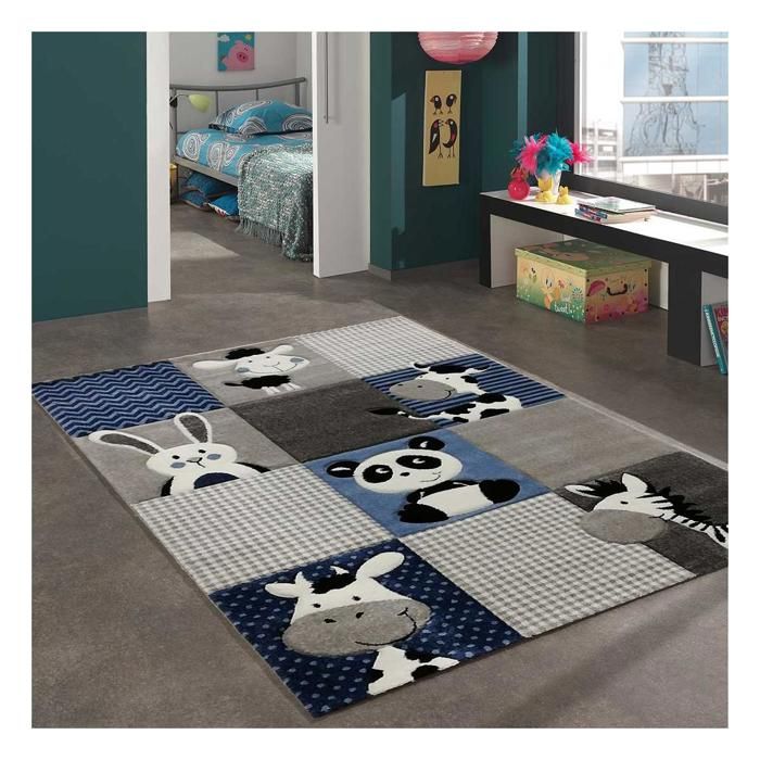 Tapis Zoo 60x110 Par Unamourdetapis Tapis Pour Enfant 60 X 110 Cm Bleu Achat Vente Tapis Polypropylene Cdiscount