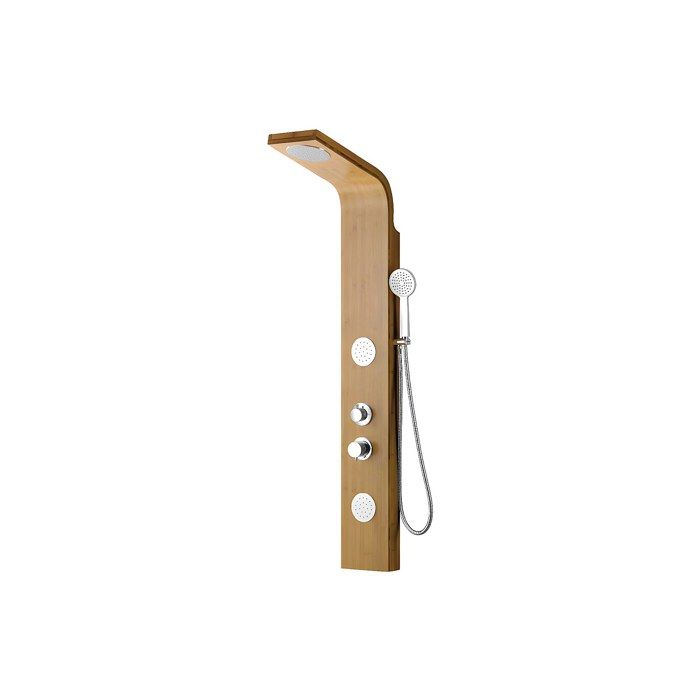 Colonne de douche hydromassante pluie tropicale et panneau en bambou - 20 x 140 cm - TISSIA