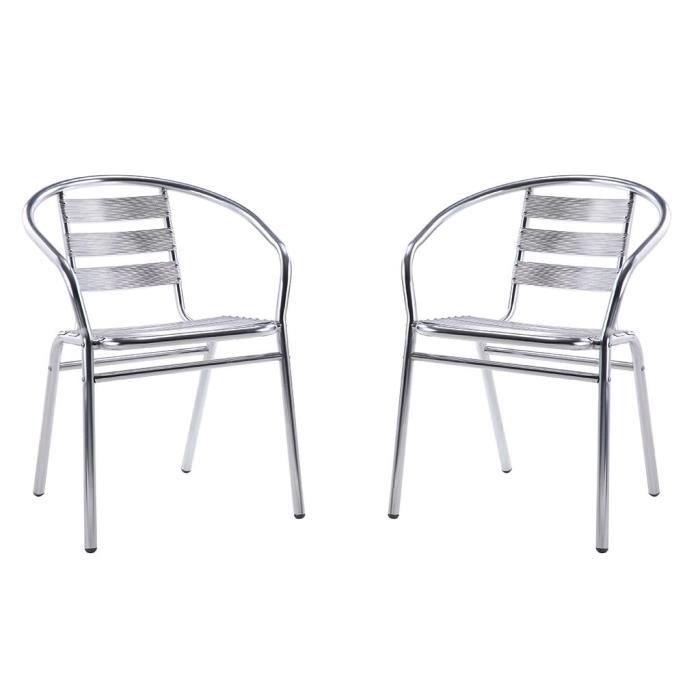 lot de 2 chaises de jardin en aluminium - vente-unique - montmartre - gris - stables et confortables - pratiques