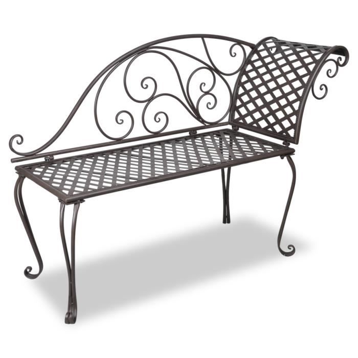 vidaxl chaise longue de jardin 128 cm acier antique marron 40717