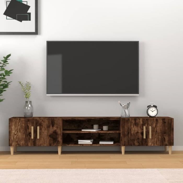 vidaXL Meuble TV chêne fumé 180x315x40 cm bois dingénierie 816261
