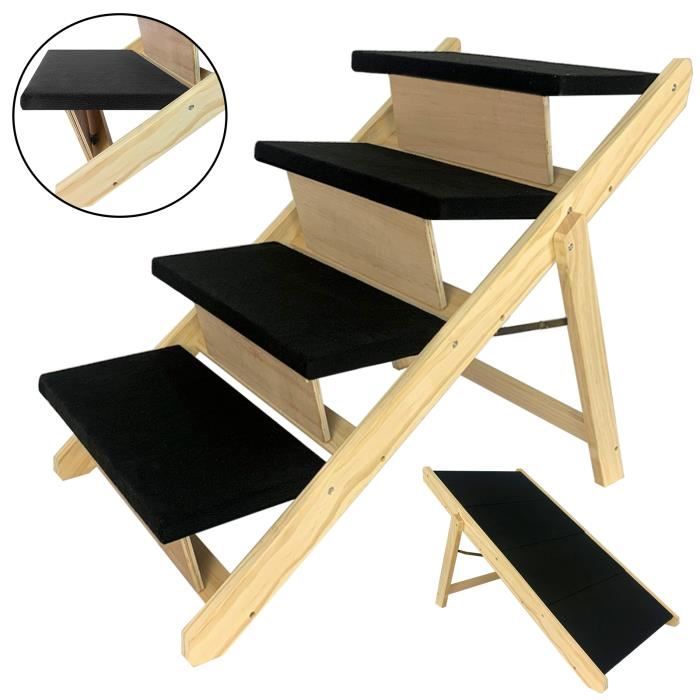 Comparer les prix de YRHOME Escaliers pour animaux de compagnie en 4 étapes Escaliers pour chiens en bois Rampes pour chiens