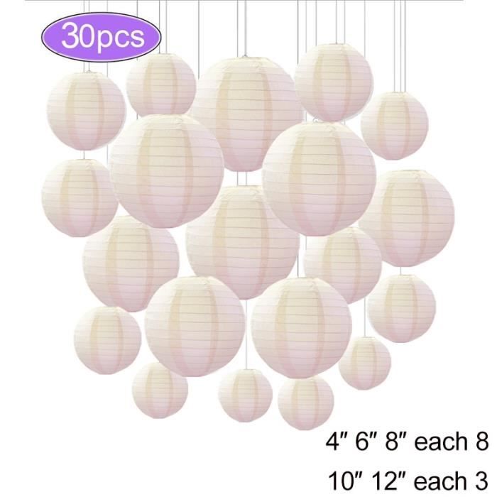 20 Lanternes Papier Blanc 20cm - Décoration Fête Chinoise, Mariage, Anniversaire - DIY Créatif