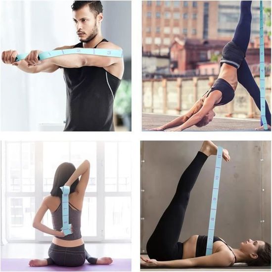 Sangle Yoga Élastique 7 Boucles + 2 Bandes Résistance - Étireur Fascia Pilates Rééducation