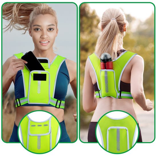 Gilet Rechargeable Usb Gilet Sécurité LED Rechargeable RRICHH - Visibilité 360° - 3 Modes Lumière - Pour Running, Vélo Equipement Securite Nocturne