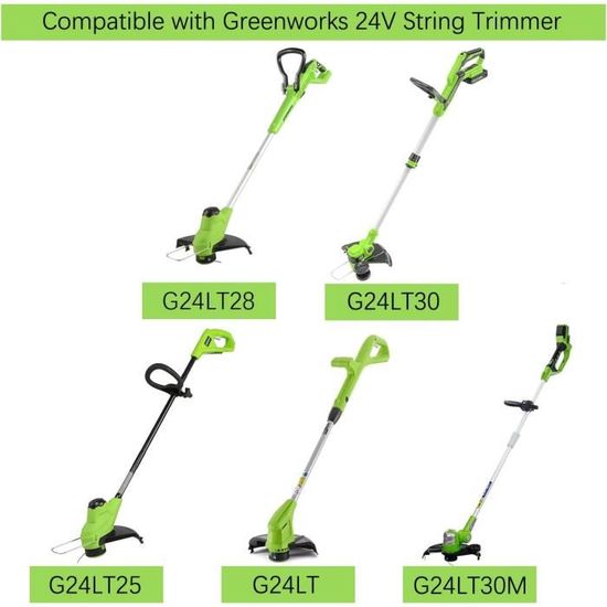 3 Bobines De Fil De Rechange Pour Débroussailleuse Greenworks 24V | Compatible G24LT, G24LT30M | Nylon Haute Résistance 1,65 Mm - 12