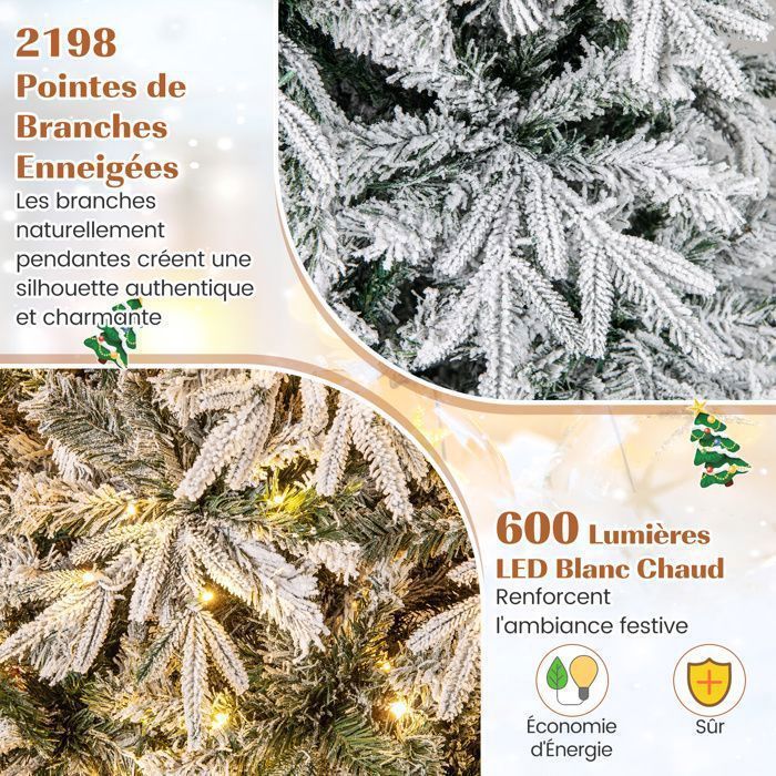 COSTWAY Sapin De Noël Artificiel à Charnière En Aiguilles De Pin De 180 Cm Pour Maison Ou Bureau 55529482