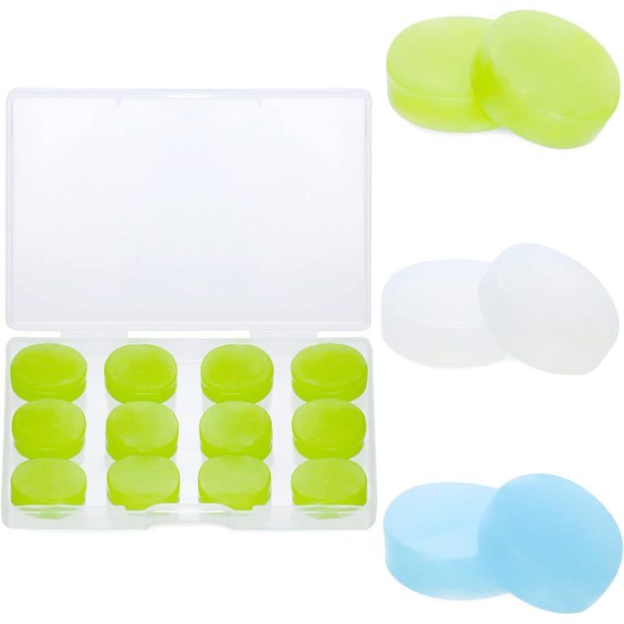 2 Paires Bouchons D'Oreille Silicone Réutilisables - Protection Anti-Bruit Sommeil Travail Voyage