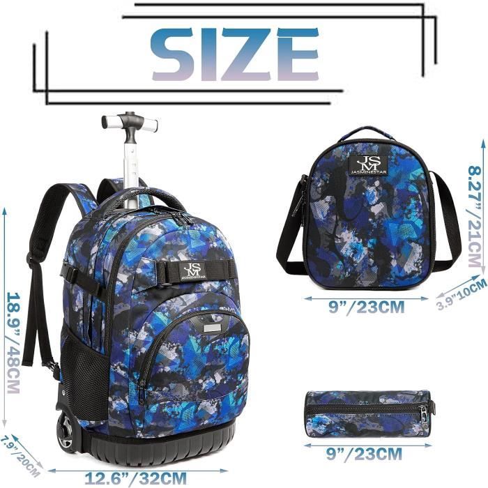 Sac Scolaire Imperméable Sac à Dos Trolley PROTAURI 6 Roues - Cartable ...