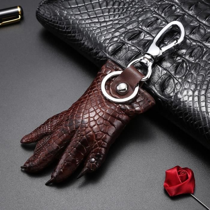 la couleur noire Porte-clés en cuir de Crocodile pour hommes, porte-clés  créatif fait à la main, personnalisé