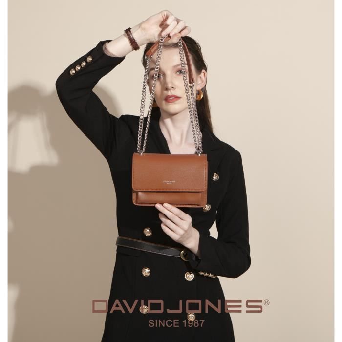 David Jones - Petit sac à main bandoulière cuir crocodile pour femme