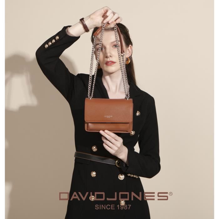 David Jones - Petit sac à main bandoulière cuir crocodile pour femme