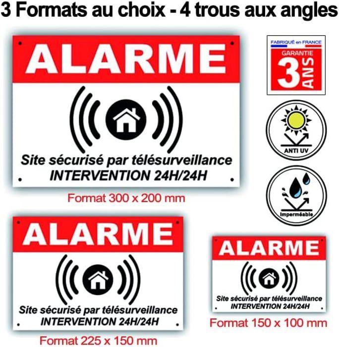 Panneau de dissuasion ALARME en PVC + 4 trous pour fixation avec texte — free download