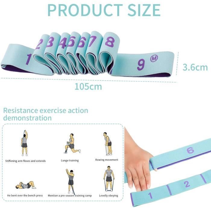 Sangle De Yoga Avec 7 Boucles + 2 Bandes De Résistance - Ceinture Étirement Fascia Et Ligaments - Idéal Rééducation Et Pilates