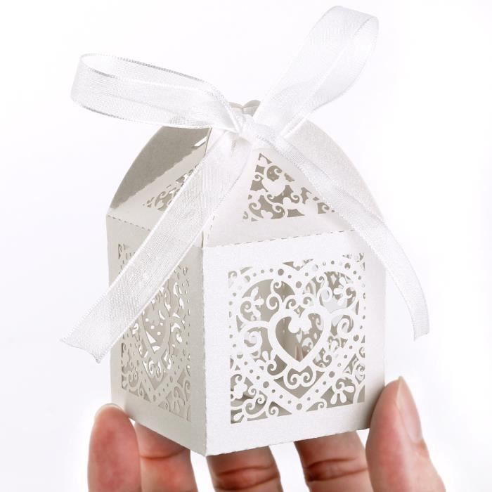 50 Boîtes à Dragées Nacrées Blanc - Pour Mariage, Baptême & Communion | Grand Format