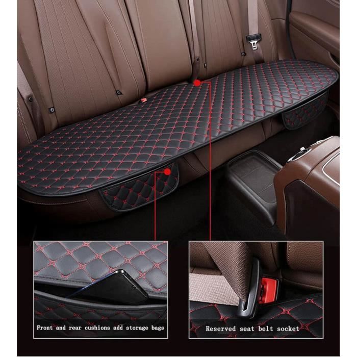Lot 5 Pièces Coussin Siège Voiture Arrière – Cuir Nappa + Velours, Confort Ergonomique Noir
