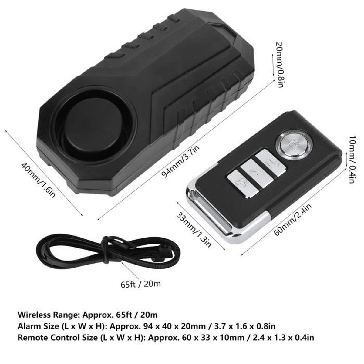 Soulitem 113dB sans fil antivol vibration moto vélo étanche sécurité vélo alarme avec télécommande 