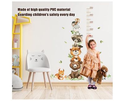 Toise Murale Enfant Forêt Animaux – 60 à 160 Cm, Autocollant PVC, Décoration Chambre – Sticker Mural Facile à Poser
