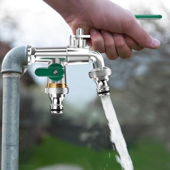Robinet Machine Laver Exterieur Robinets Double Sortie Jardin - Laiton Antigel - Entrée 1/2, Sorties 3/4 - Pour Arrosage Et Machine à Laver Robinet Jardin Double