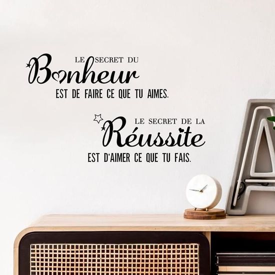 2sets Stickers Muraux Citations Francaise Autocollant Mural Texte Famille Et Bonheur Reussite Secret Decoration Home Decalque W Cdiscount Maison