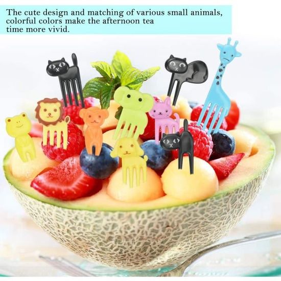 24 Mini Fourchettes à Fruits Dinosaure – Motifs Animaux, Qualité Alimentaire ABS – Pour Enfants Et Adultes, Cure-dents Décoratifs