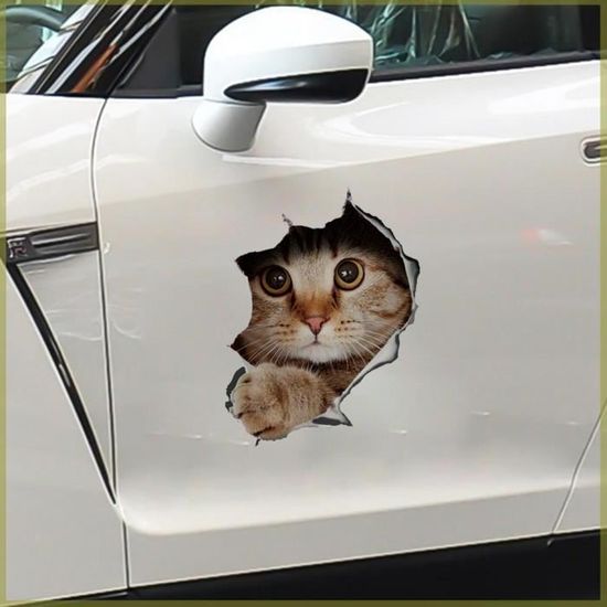 Autocollant Voiture Chat - Sticker Décoratif Mignon En Vinyle, Résistant Aux Intempéries - Doré (Or)