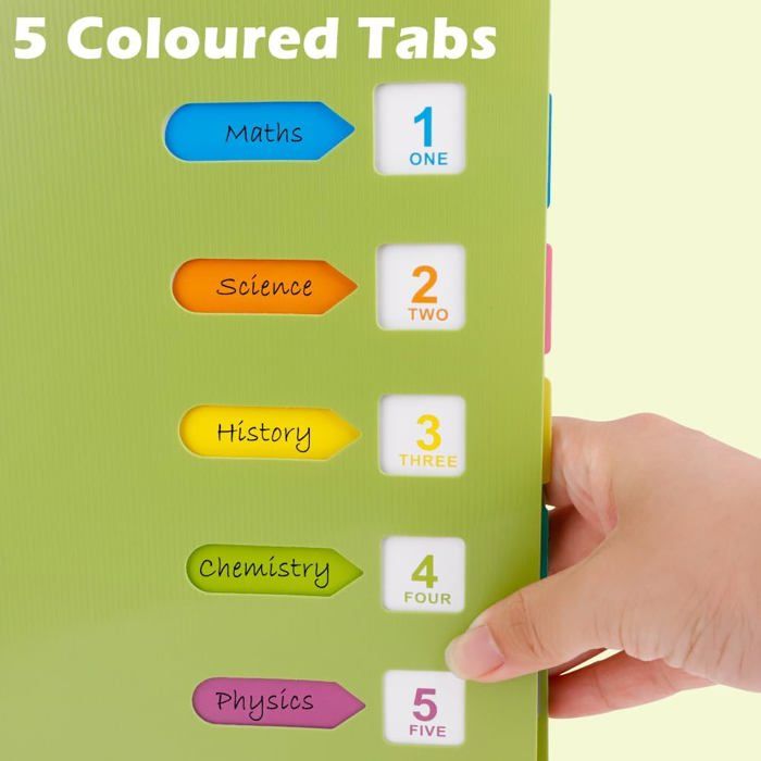 TESSTSY – Cahier Spirale A5 Avec Intercalaires – 60 Feuilles Quadrillées – Couverture PP Transparente – Règle Souple Incluse