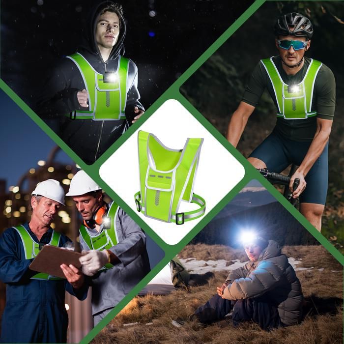 Gilet De Sécurité LED Réfléchissant - Haute Visibilité 360° Pour Course, Vélo, Jogging - 2 Bandes Incluses